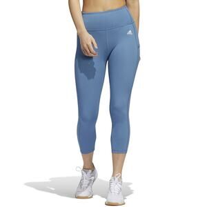 Adidas Womens Altered Blue High Rise Waistband Pockets 3/4 Capri Leggings 3X
